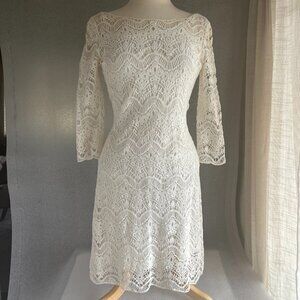 Lauren Ralph Lauren Women's White Lace Cocktail Dress  Size S